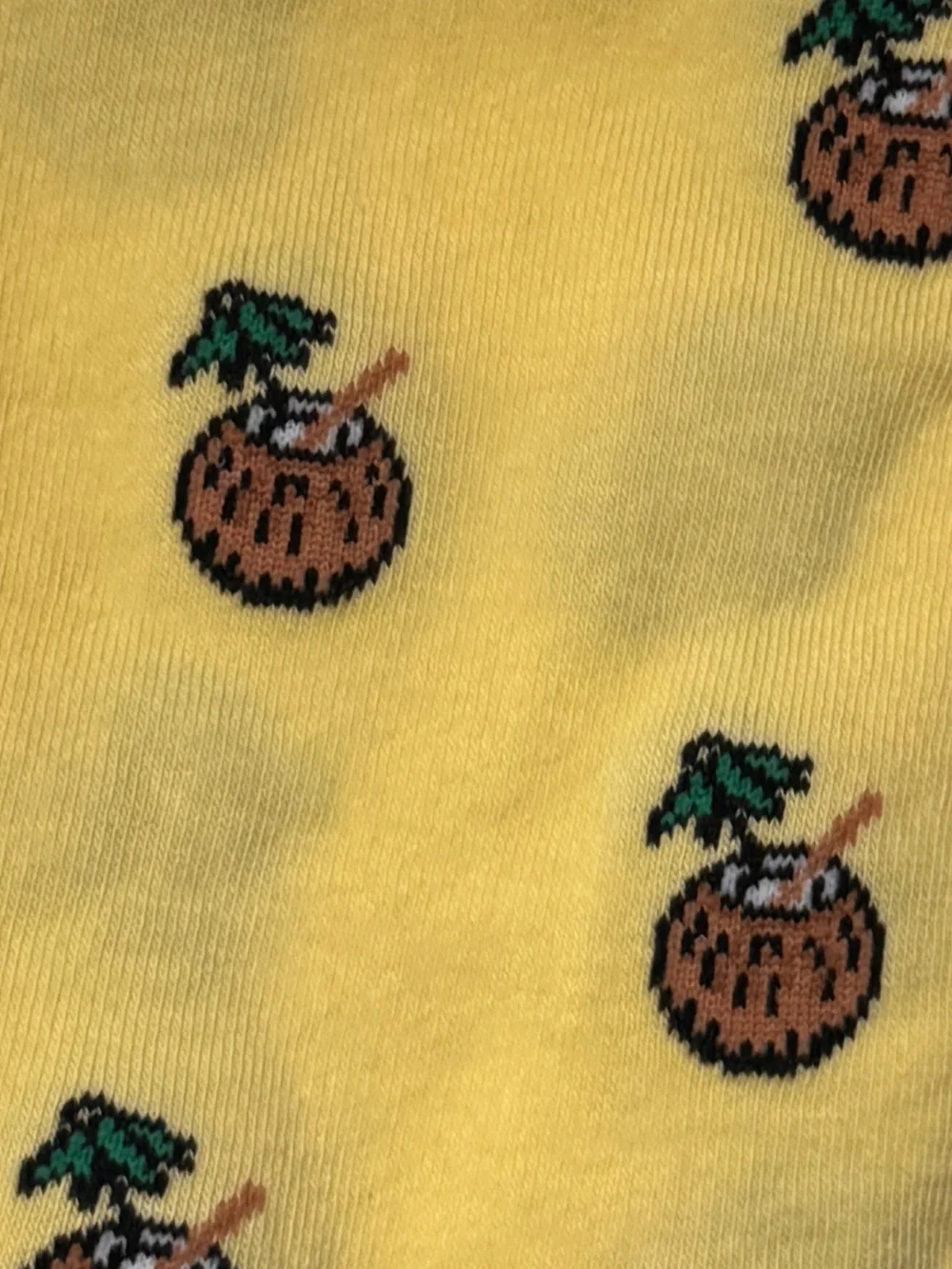 J. Crew Yellow and Brown Coconut Print Crew Socks Size OSA NWT